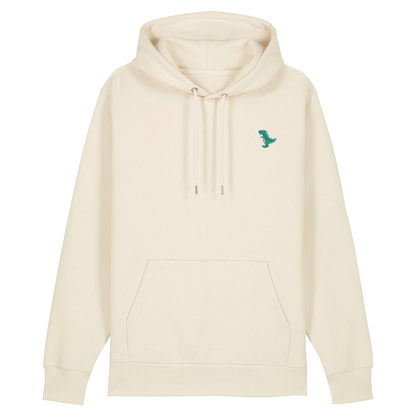 Heytoki Unisex-/Herren-Hoodie aus Bio- und recycelter Baumwolle in Natural Raw mit gesticktem Dinomotiv