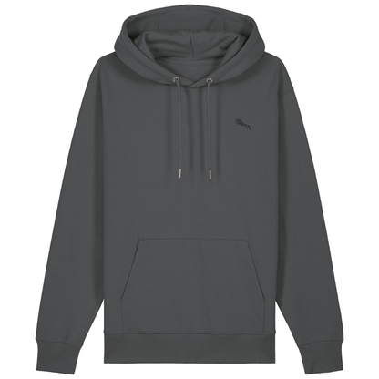 Heytoki Unisex-/Herren-Hoodie aus Bio- und recycelter Baumwolle in Anthrazit mit gesticktem Pferdemotiv