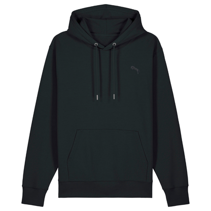 Heytoki Unisex-/Herren-Hoodie aus Bio- und recycelter Baumwolle in Schwarz mit gesticktem Pferdemotiv