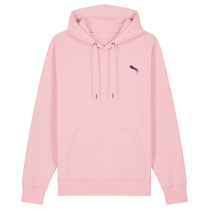 Heytoki Unisex-/Herren-Hoodie aus Bio- und recycelter Baumwolle in Cotton Pink mit gesticktem Pferdemotiv