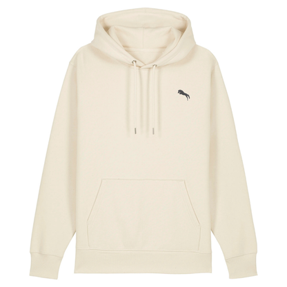 Heytoki Unisex-/Herren-Hoodie aus Bio- und recycelter Baumwolle in Natural Raw mit gesticktem Pferdemotiv