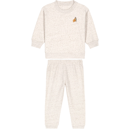 Heytoki Baby-Jogginganzug aus Bio-Baumwolle in Eco-Heather mit gesticktem Affenmotiv