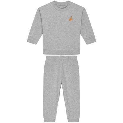 Heytoki Baby-Jogginganzug aus Bio-Baumwolle in Heather Grey (Hellgrau) mit gesticktem Affenmotiv