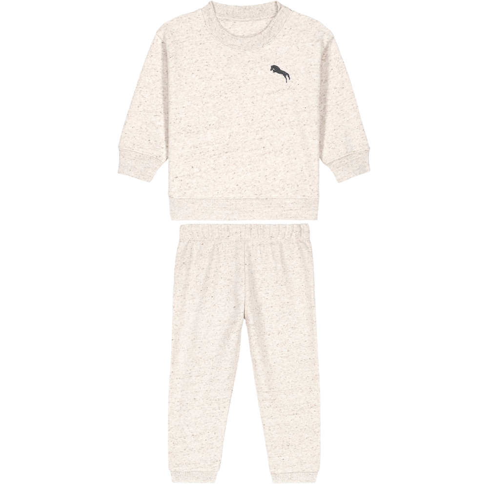 Heytoki Baby-Jogginganzug aus Bio-Baumwoll-Mix in Eco-Heather mit gesticktem Pferdemotiv