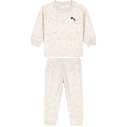 Heytoki Baby-Jogginganzug aus Bio-Baumwoll-Mix in Eco-Heather mit gesticktem Pferdemotiv