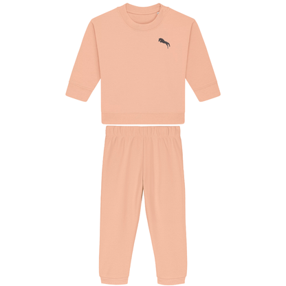 Heytoki Baby-Jogginganzug aus Bio-Baumwoll-Mix in Fraiche Peche (Pfirsich) mit gesticktem Pferdemotiv