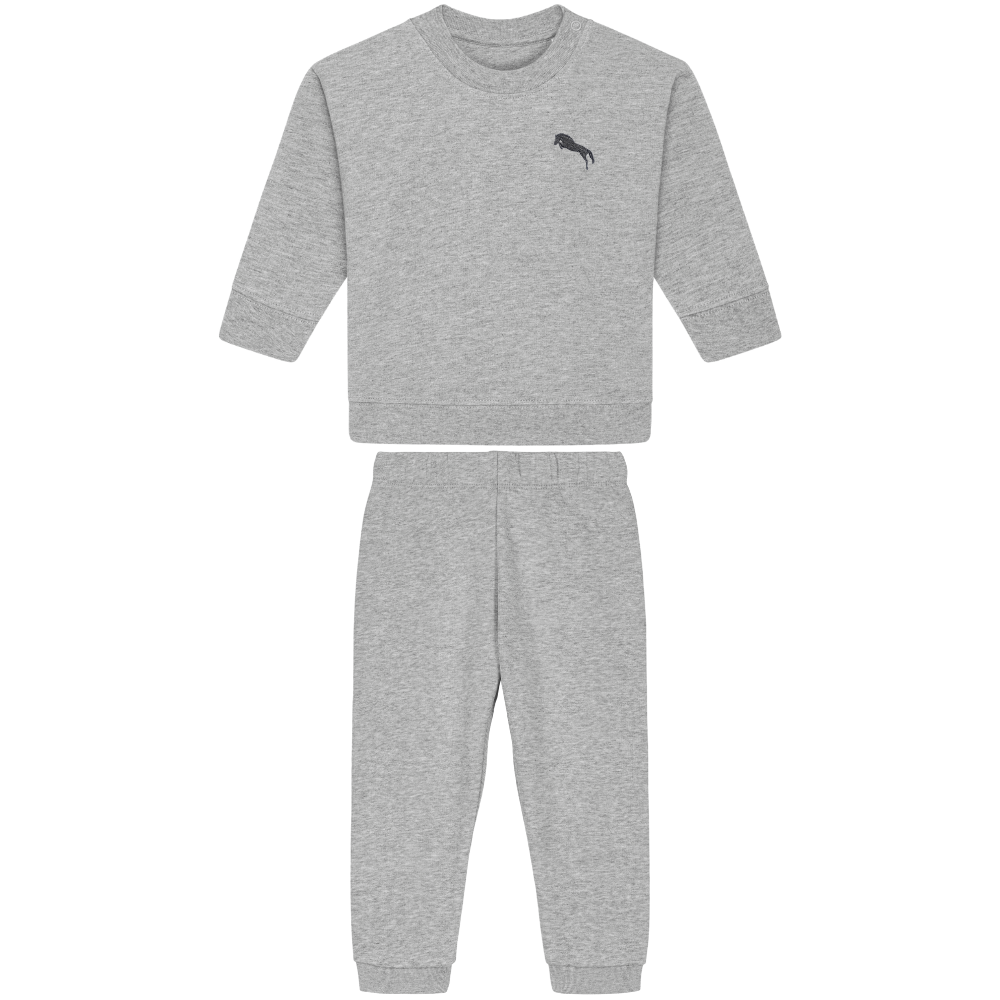 Heytoki Baby-Jogginganzug aus Bio-Baumwoll-Mix in Heather Grey (Hellgrau) mit gesticktem Pferdemotiv