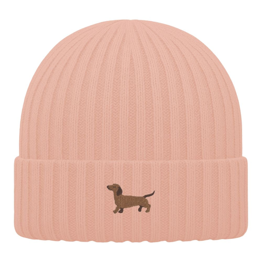 Kids Dackel Beanie aus Bio-Baumwolle in Pfirsich von Heytoki