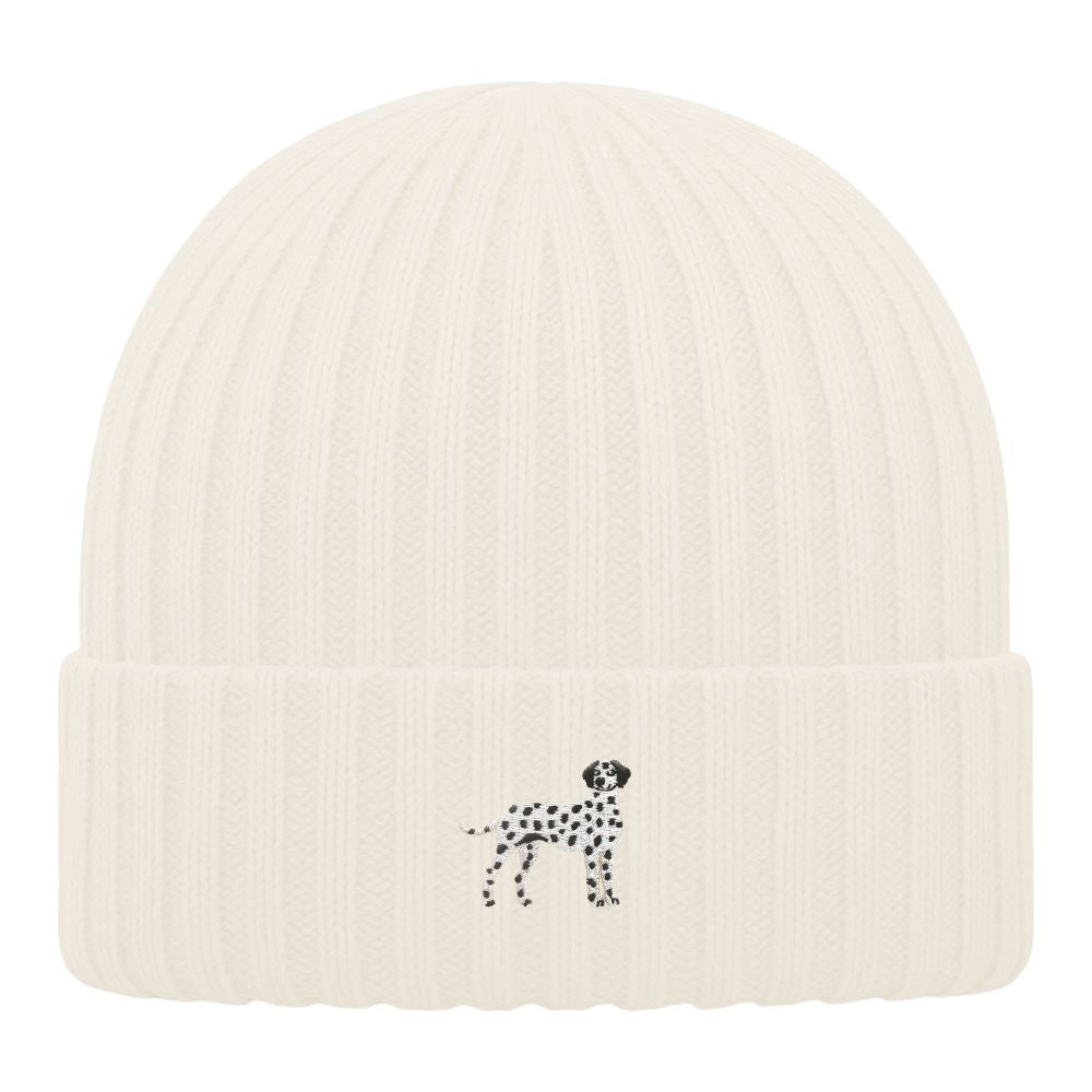 Kinder Mütze Bio-Baumwolle mit Dalmatiner Stick Mino Black Almond