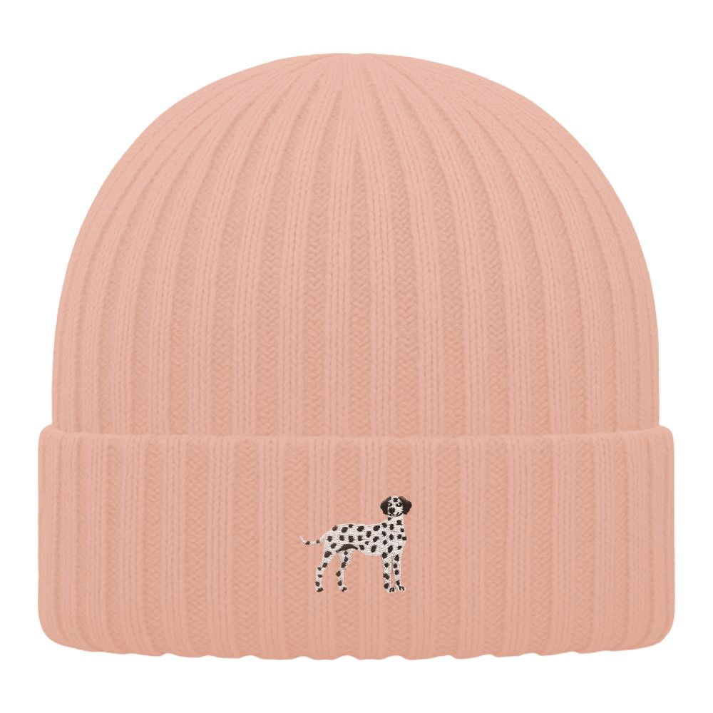 Kinder Mütze Bio-Baumwolle mit Dalmatiner Stick Mino Black in Pfirisch Orange 