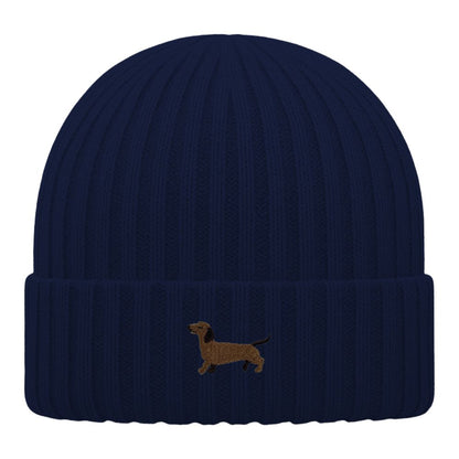 Kids Dackel Beanie aus Bio-Baumwolle in Dunkelblau von Heytoki
