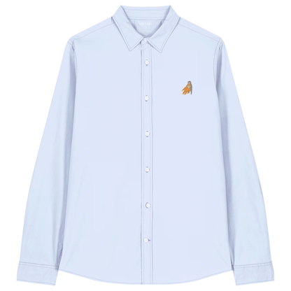 Heytoki leichtes Damen-Baumwollhemd aus Bio-Baumwolle in Summer Blue mit gesticktem Affenmotiv