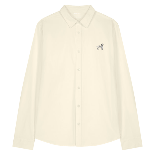 Heytoki leichtes Damen-Baumwollhemd aus Bio-Baumwolle in Cream mit gesticktem Dalmatinermotiv