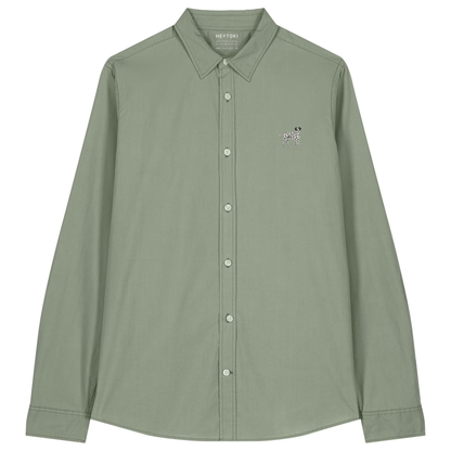 Heytoki leichtes Damen-Baumwollhemd aus Bio-Baumwolle in Soft Khaki mit gesticktem Dalmatinermotiv