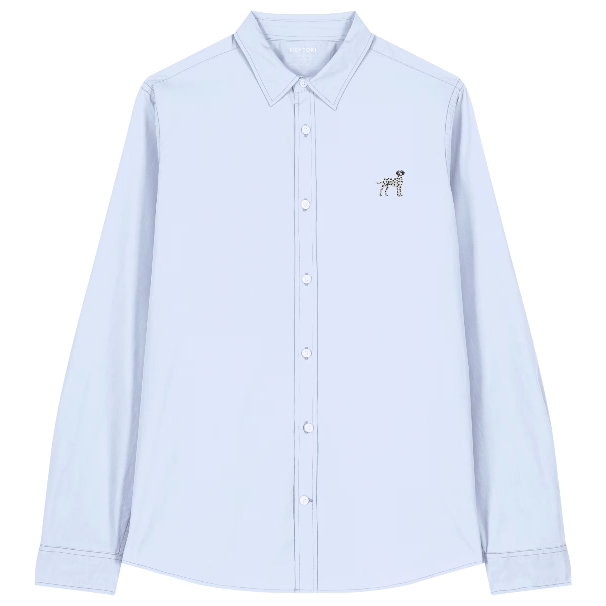Heytoki leichtes Damen-Baumwollhemd aus Bio-Baumwolle in Summer Blue mit gesticktem Dalmatinermotiv