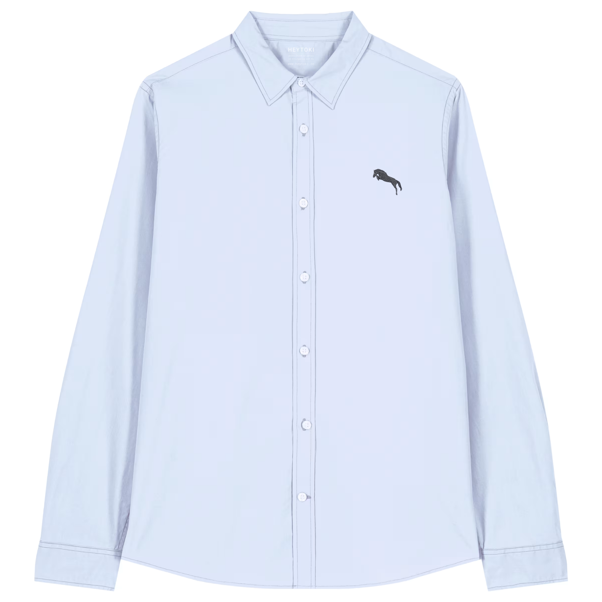 Heytoki leichtes Damen-Baumwollhemd aus Bio-Baumwolle in Summer Blue mit gesticktem Pferdemotiv
