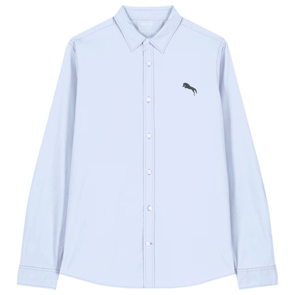 Heytoki leichtes Damen-Baumwollhemd aus Bio-Baumwolle in Summer Blue mit gesticktem Pferdemotiv