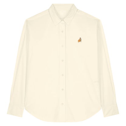 Heytoki leichtes Herren-Baumwollhemd aus Bio-Baumwolle in Cream mit gesticktem Affenmotiv