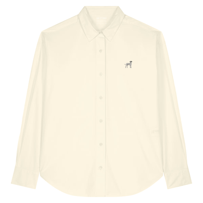 Heytoki leichtes Herren-Baumwollhemd aus Bio-Baumwolle in Cream mit gesticktem Dalmatinermotiv