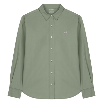 Heytoki leichtes Herren-Baumwollhemd aus Bio-Baumwolle in Soft Khaki mit gesticktem Dalmatinermotiv