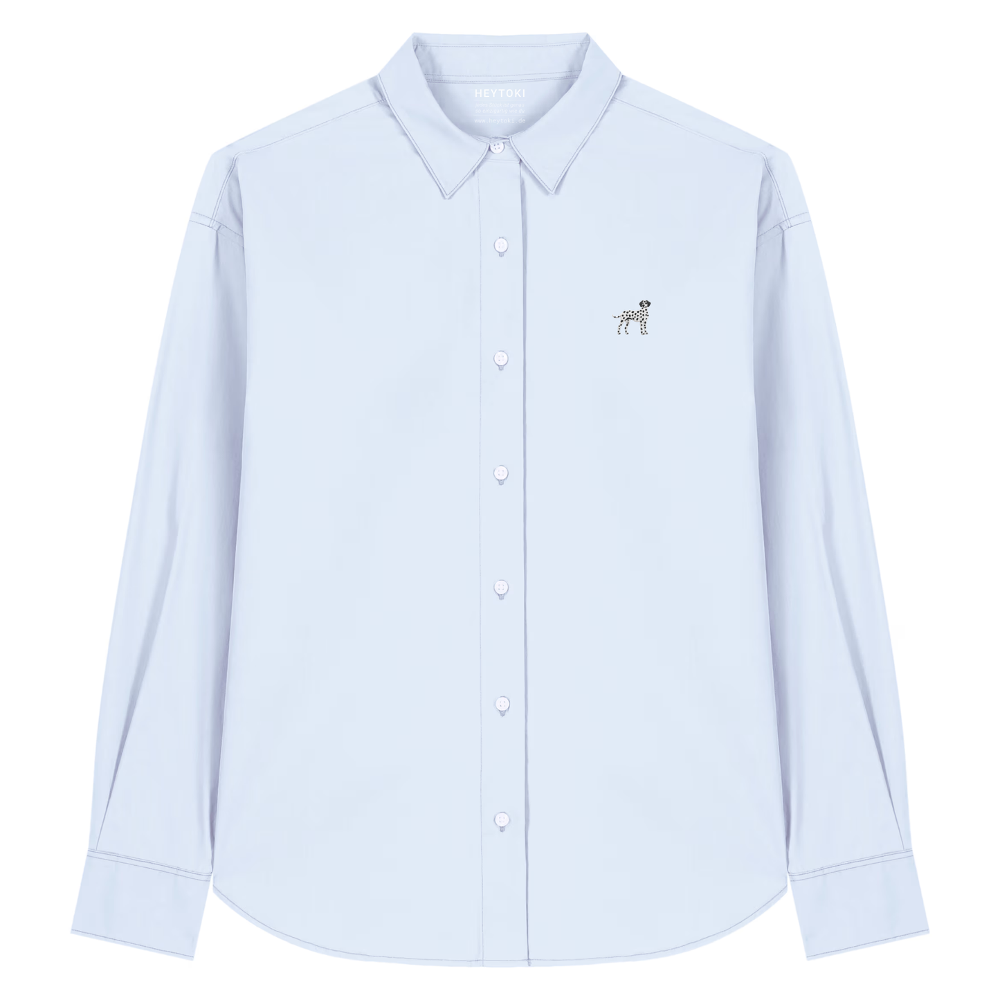 Heytoki leichtes Herren-Baumwollhemd aus Bio-Baumwolle in Summer Blue mit gesticktem Dalmatinermotiv