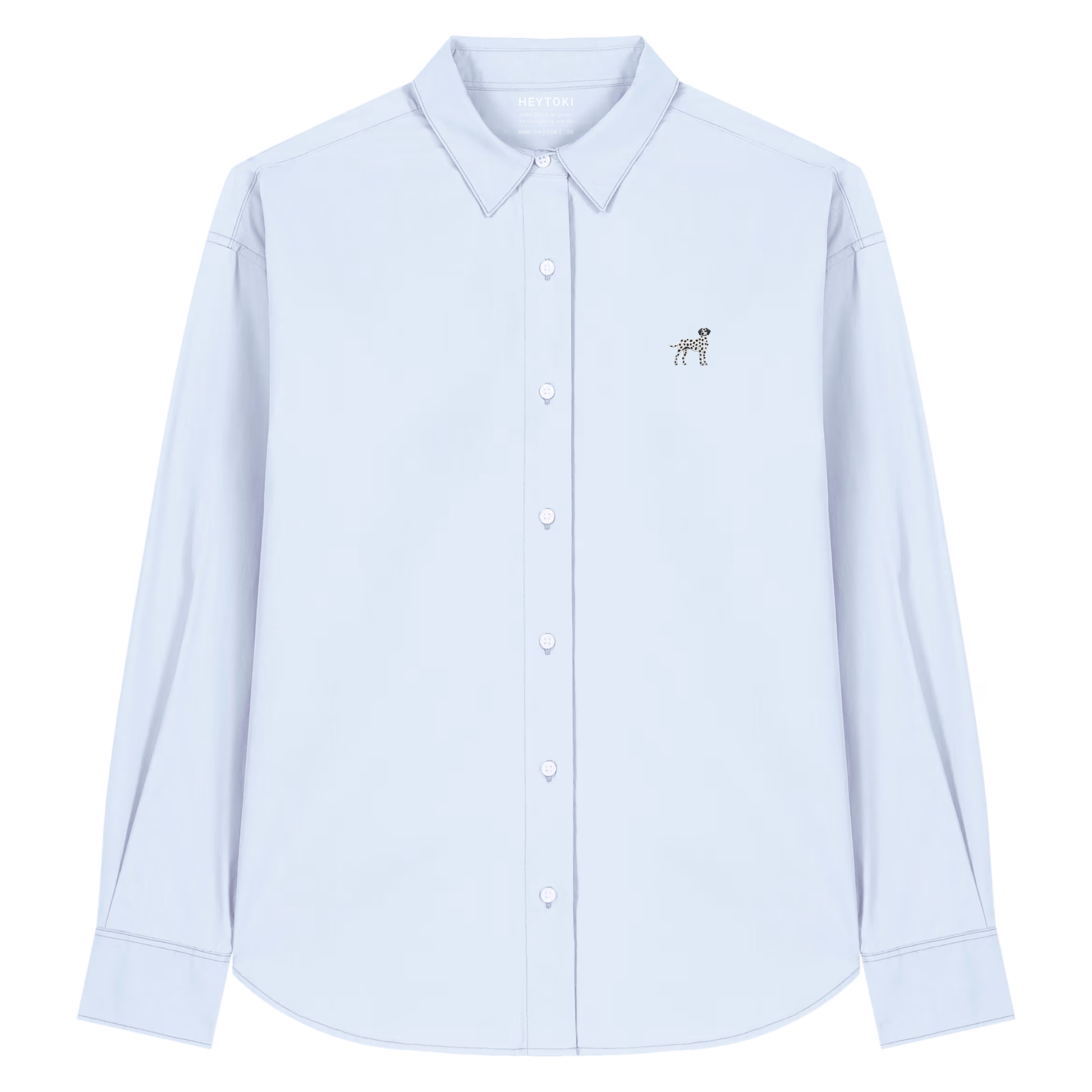 Heytoki leichtes Herren-Baumwollhemd aus Bio-Baumwolle in Summer Blue mit gesticktem Dalmatinermotiv