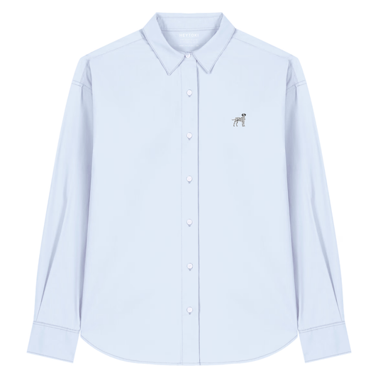 Heytoki leichtes Herren-Baumwollhemd aus Bio-Baumwolle in Summer Blue mit gesticktem Dalmatinermotiv