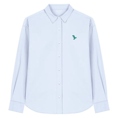 Heytoki leichtes Herren-Baumwollhemd aus Bio-Baumwolle in Summer Blue mit gesticktem Dinomotiv