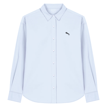 Heytoki leichtes Herren-Baumwollhemd aus Bio-Baumwolle in Summer Blue mit gesticktem Pferdemotiv