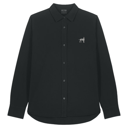 Heytoki Damen-Oxfordhemd in Schwarz mit gesticktem Dalmatinermotiv