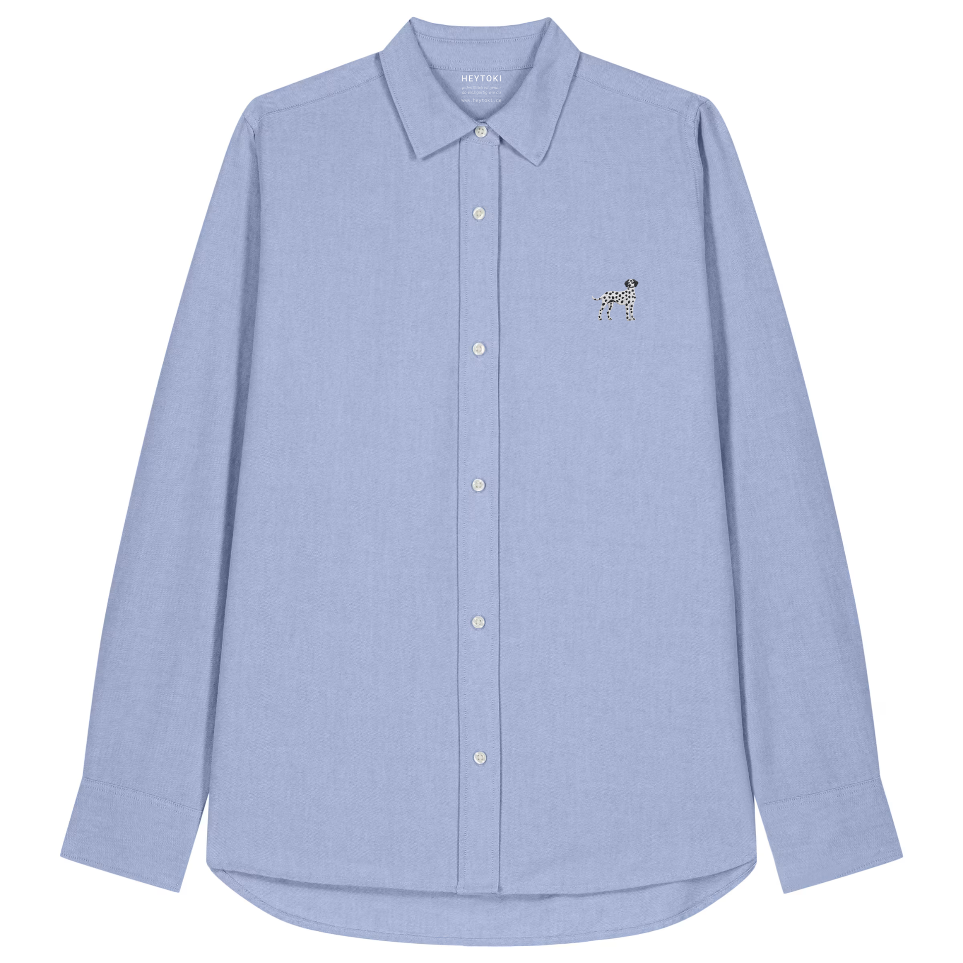 Heytoki Damen-Oxfordhemd in Blue Oxford mit gesticktem Dalmatinermotiv