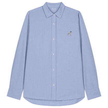 Heytoki Damen-Oxfordhemd in Blue Oxford mit gesticktem Dalmatinermotiv