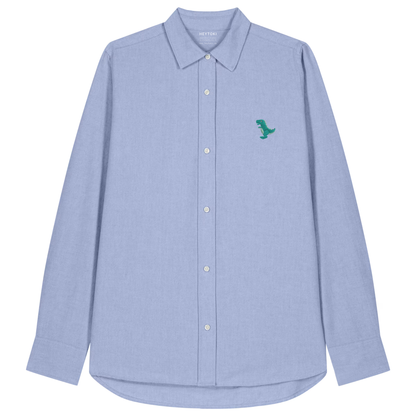 Heytoki Damen-Oxfordhemd in Blue Oxford mit gesticktem Dinomotiv