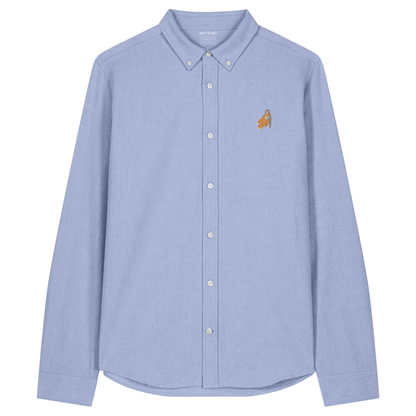 Heytoki Herren-Oxfordhemd in Blue Oxford mit gesticktem Affenmotiv