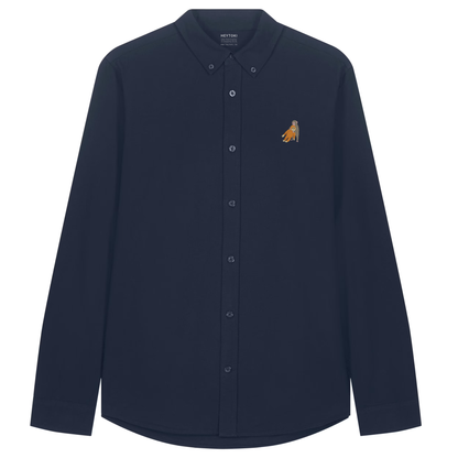 Heytoki Herren-Oxfordhemd in French Navy mit gesticktem Affenmotiv