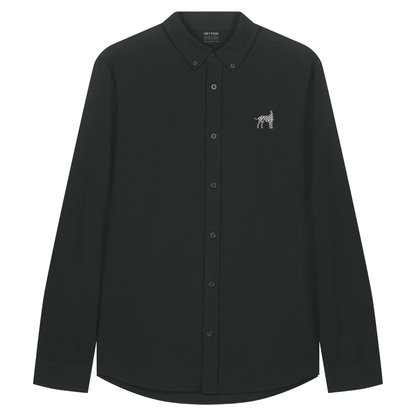 Heytoki Herren-Oxfordhemd in Schwarz mit gesticktem Dalmatinermotiv