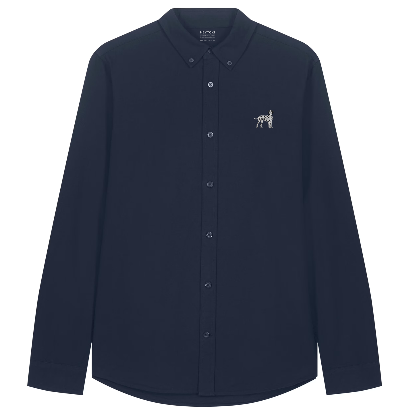 Heytoki Herren-Oxfordhemd in French Navy mit gesticktem Dalmatinermotiv
