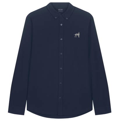 Heytoki Herren-Oxfordhemd in French Navy mit gesticktem Dalmatinermotiv