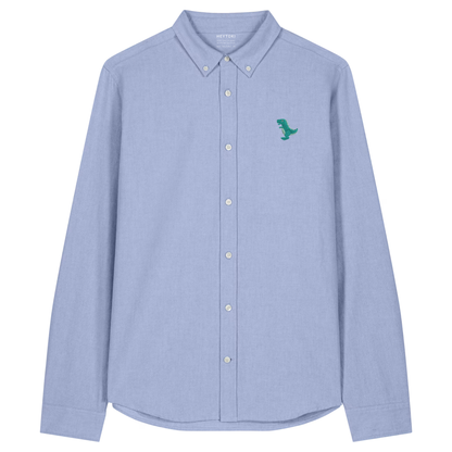 Heytoki Herren-Oxfordhemd in Blue Oxford mit gesticktem Dinomotiv