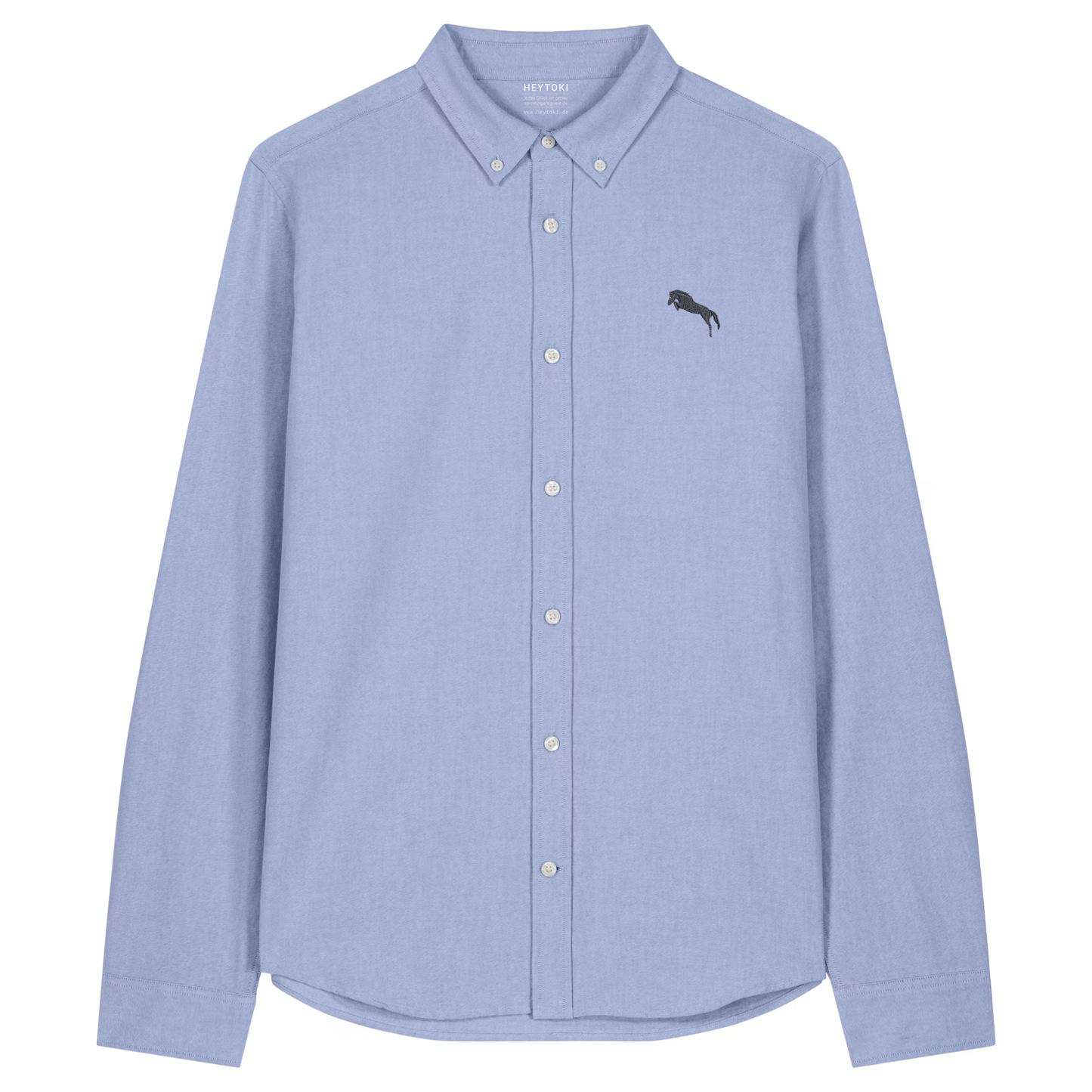 Heytoki Herren-Oxfordhemd in Blue Oxford mit gesticktem Pferdemotiv