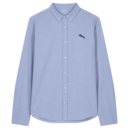 Heytoki Herren-Oxfordhemd in Blue Oxford mit gesticktem Pferdemotiv
