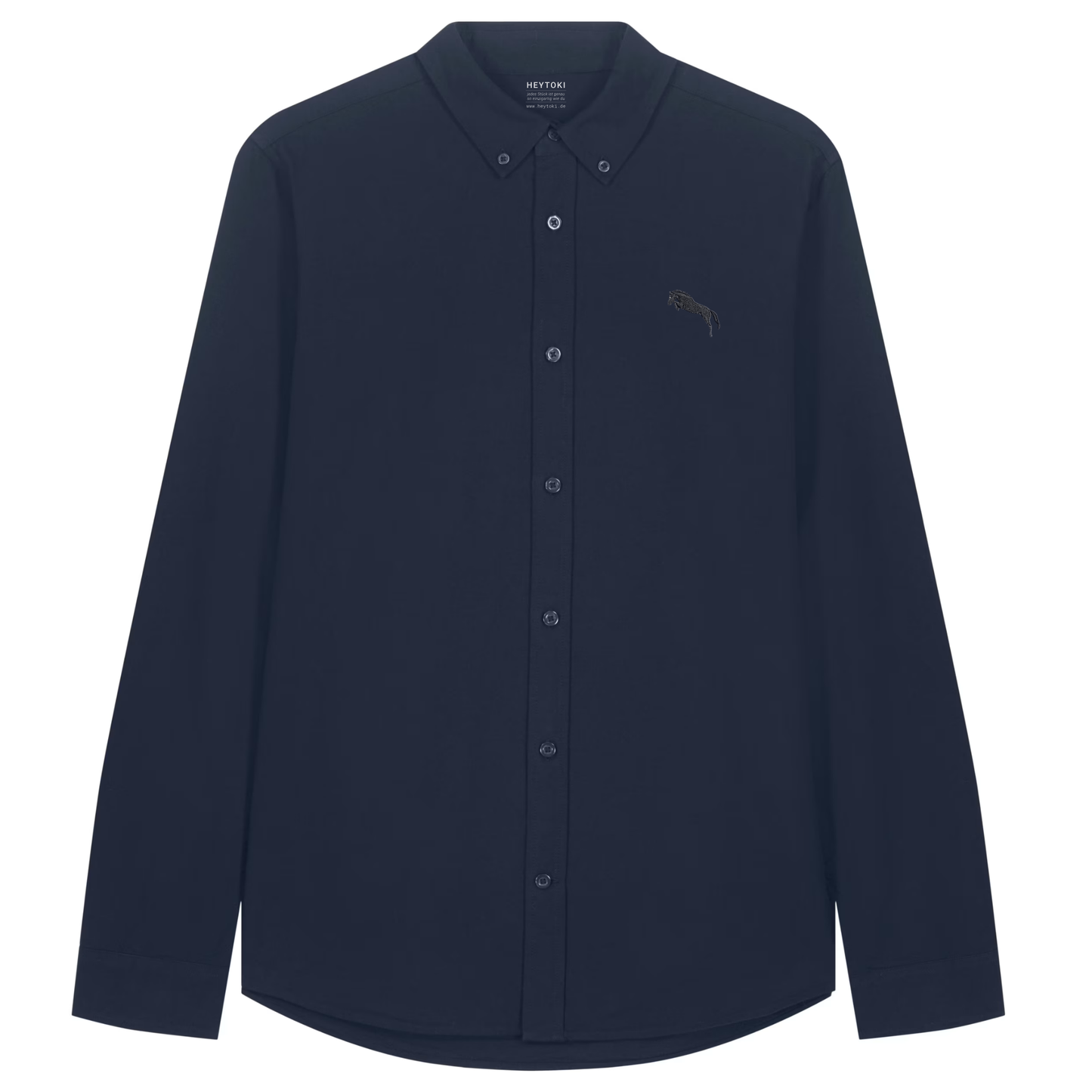 Heytoki Herren-Oxfordhemd in French Navy mit gesticktem Pferdemotiv