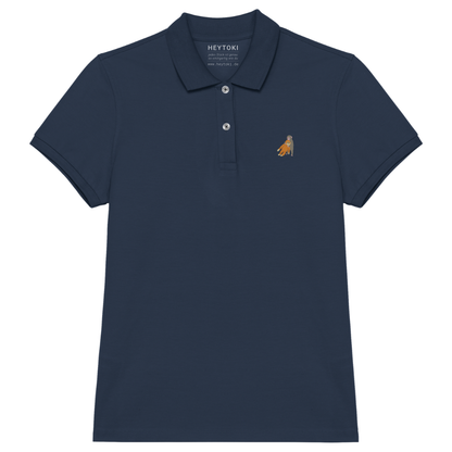 Heytoki Damen-Poloshirt aus Bio-Baumwolle in Navy Blue (Dunkelblau) mit gesticktem Affenmotiv