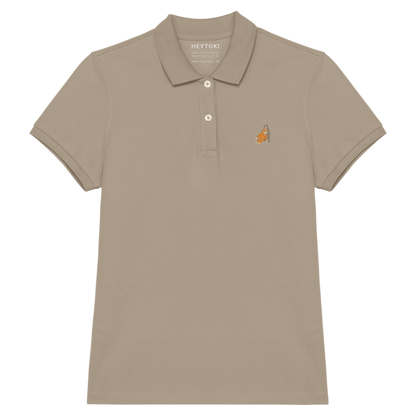 Heytoki Damen-Poloshirt aus Bio-Baumwolle in Wet Sand (Beige) mit gesticktem Affenmotiv