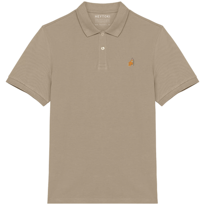 Heytoki Herren-Poloshirt aus Bio-Baumwolle in Sand mit gesticktem Affen-Motiv
