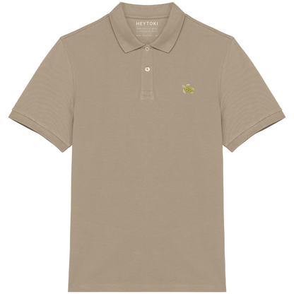 Heytoki Herren-Poloshirt aus Bio-Baumwolle in Sand mit gesticktem Schildkröten-Motiv
