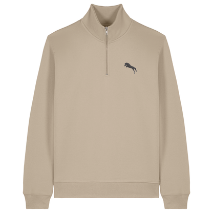 Heytoki Quarter-Zip-Hoodie in Desert Dust mit gesticktem Pferdemotiv