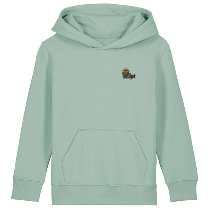 Otter Kids Hoodie aus Bio-Baumwolle in Aloe-Grün von Heytoki