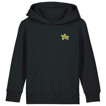 Schildkröte Kids Hoodie aus Bio-Baumwolle in Schwarz von Heytoki