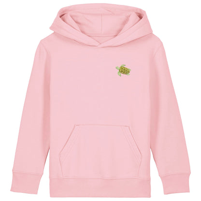 Schildkröte Kids Hoodie aus Bio-Baumwolle in Hellrosa von Heytoki